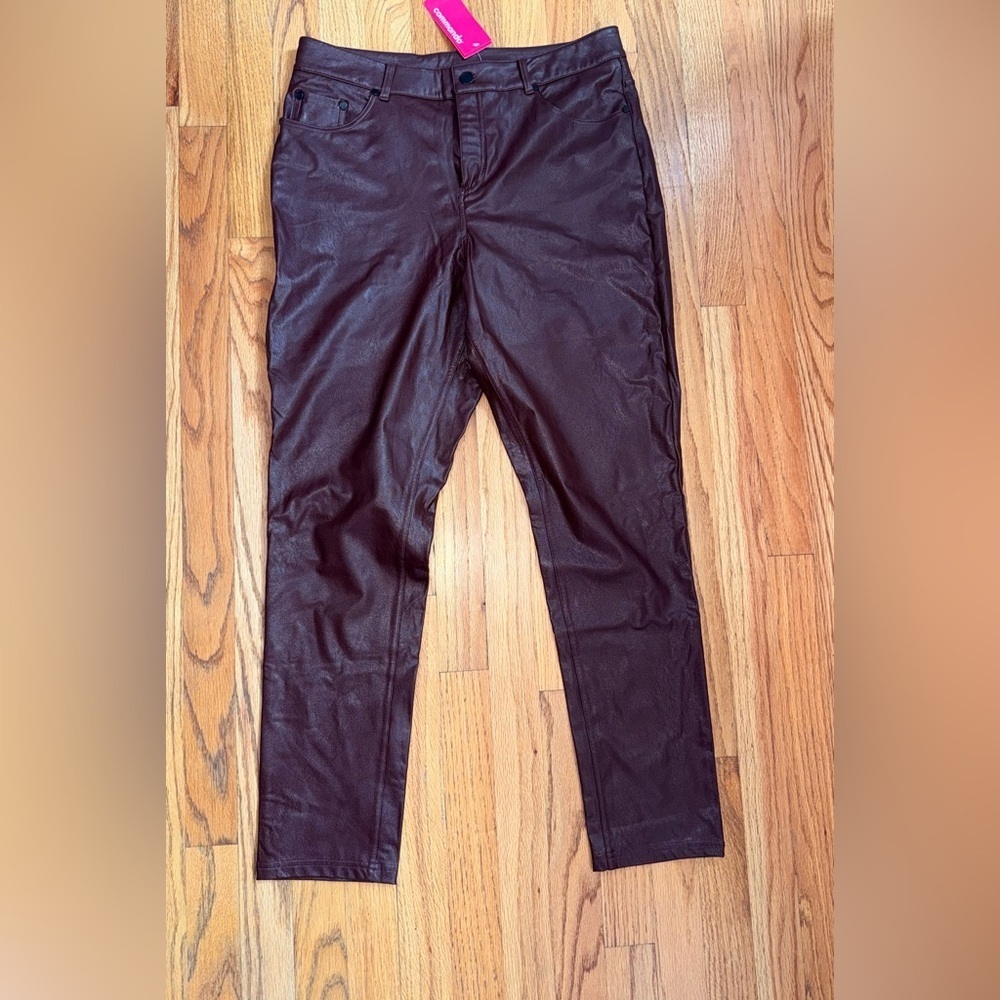 Commando five pocket faux leather pants Size Large Oxblood Red NWT